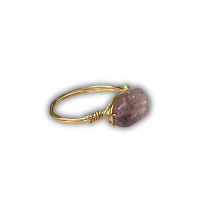 Amethyst Gold Wire-Wrapped Ring