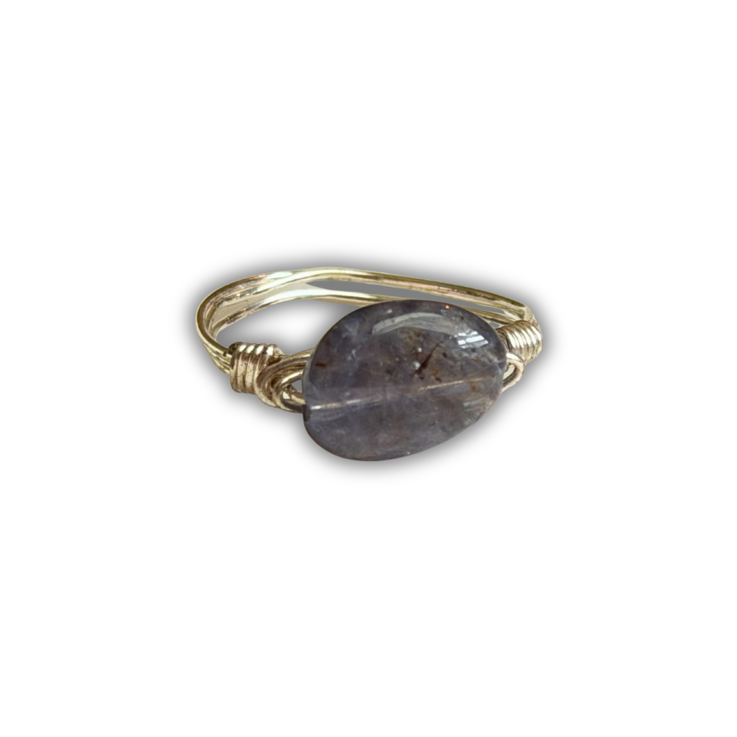 Labradorite Silver Wire-Wrapped Ring