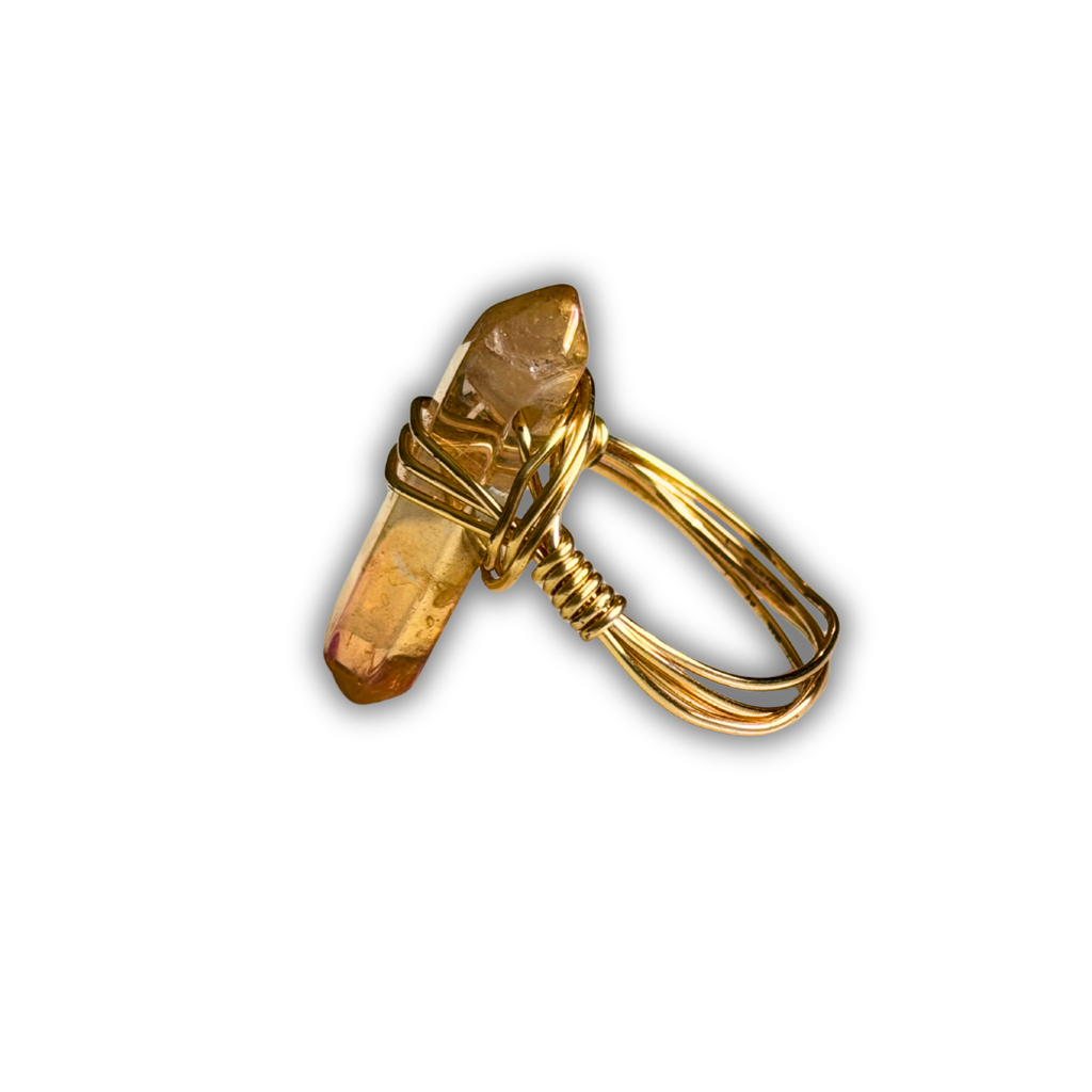 Citrine Gold Wire-Wrapped Ring