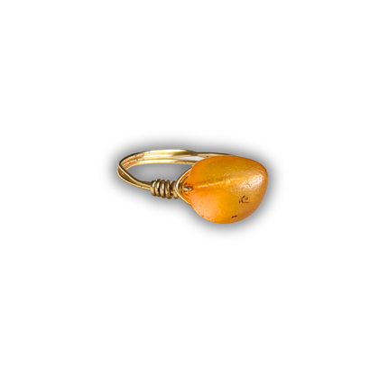 Amber Gold Wire-Wrapped Ring