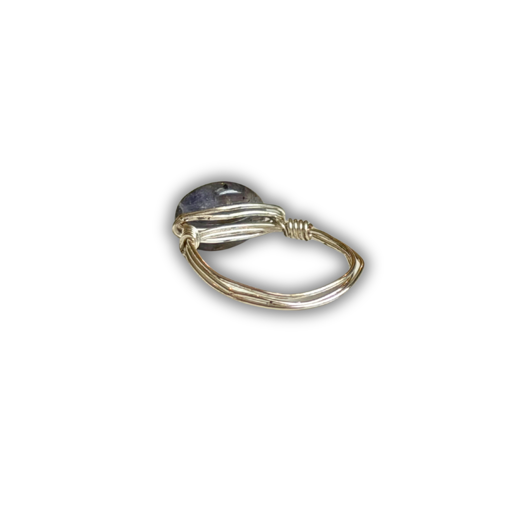 Labradorite Silver Wire-Wrapped Ring