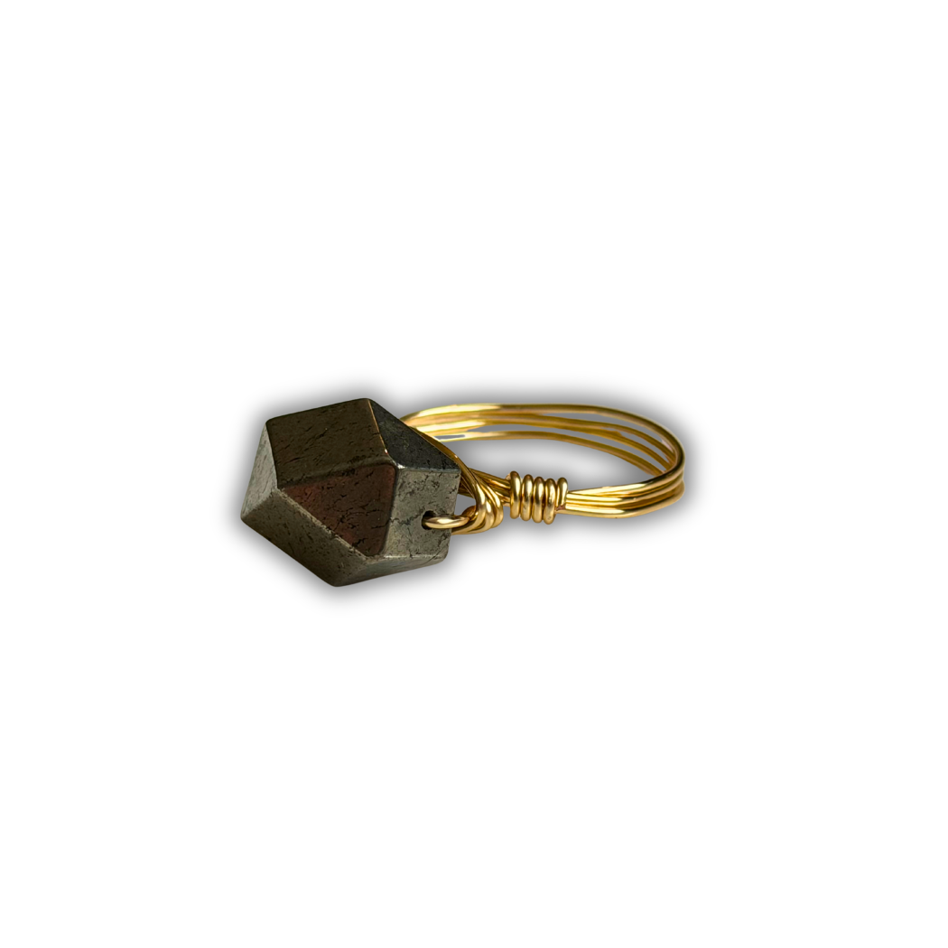 Pyrite Gold Wire-Wrapped Ring