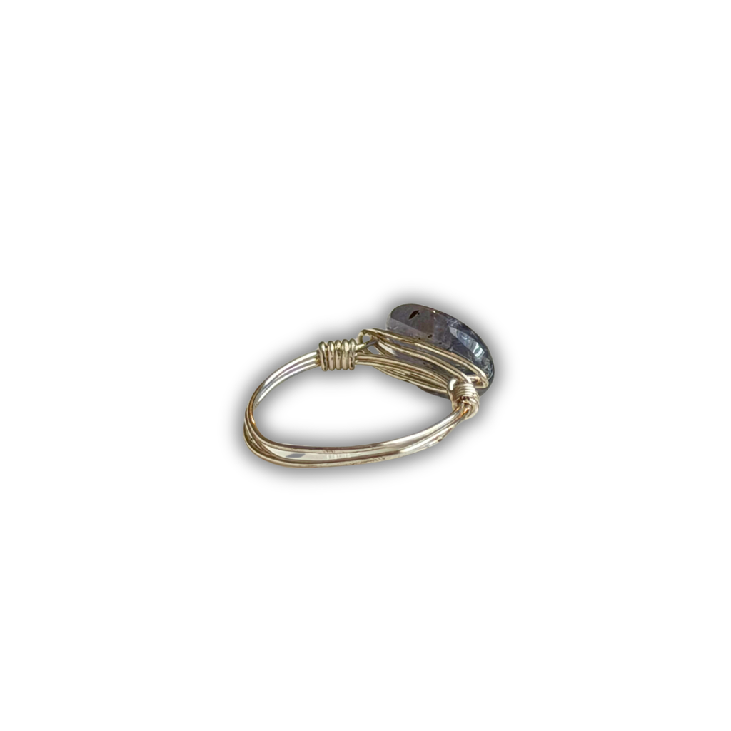 Labradorite Silver Wire-Wrapped Ring