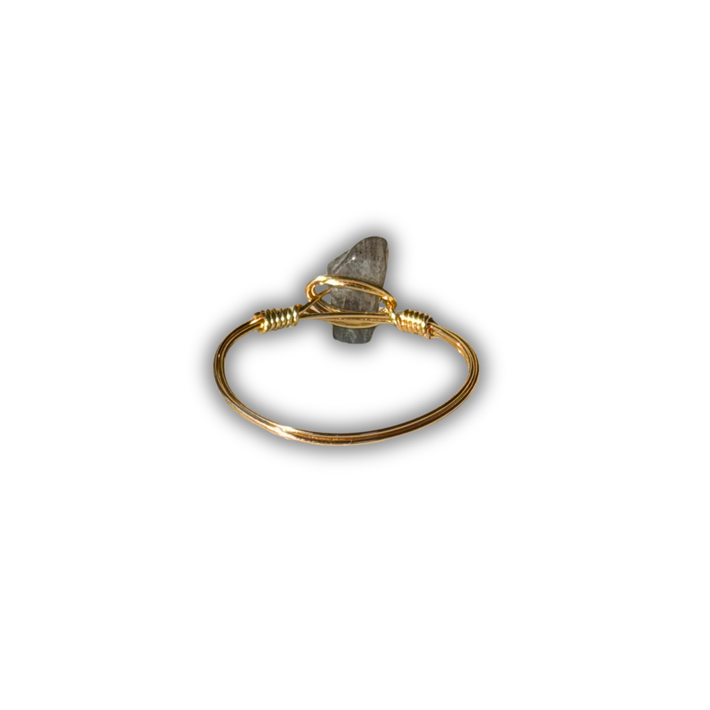 Labradorite Gold Wire-Wrapped Ring