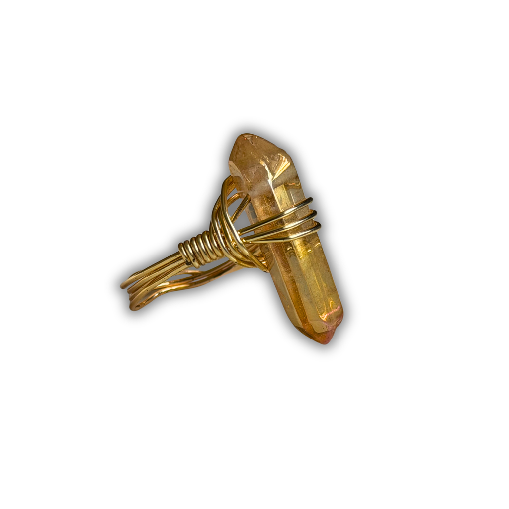 Citrine Gold Wire-Wrapped Ring