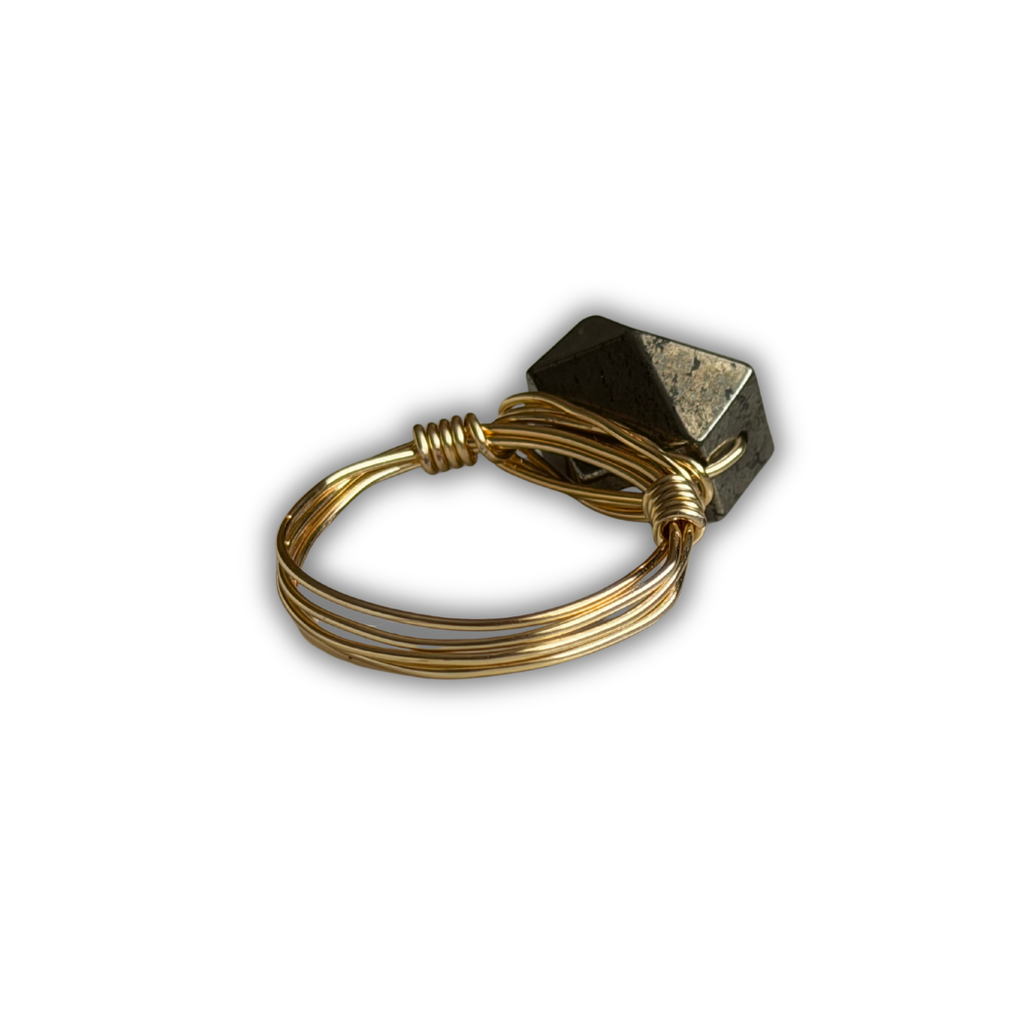 Pyrite Gold Wire-Wrapped Ring