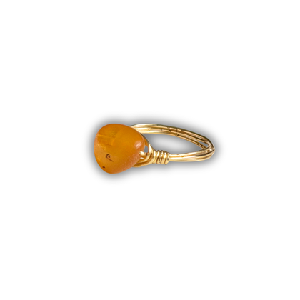 Amber Gold Wire-Wrapped Ring