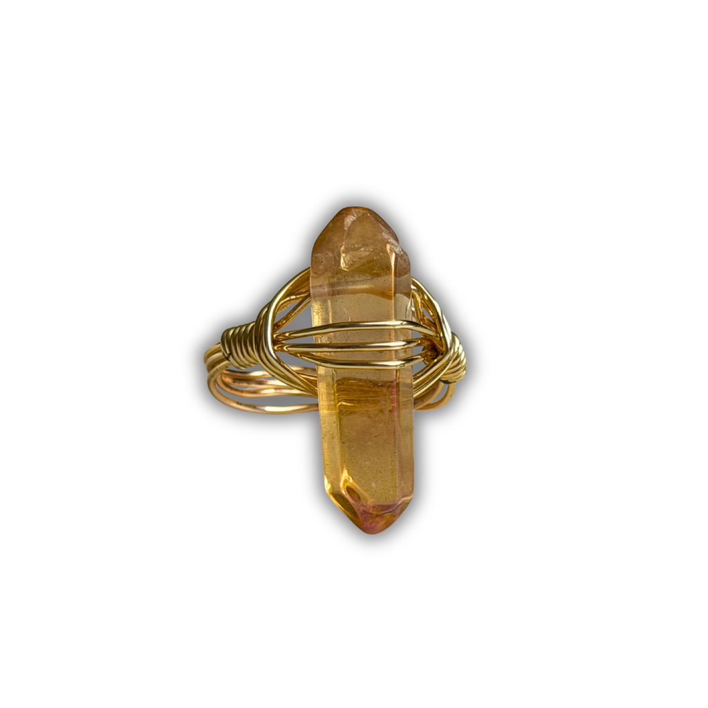 Citrine Gold Wire-Wrapped Ring
