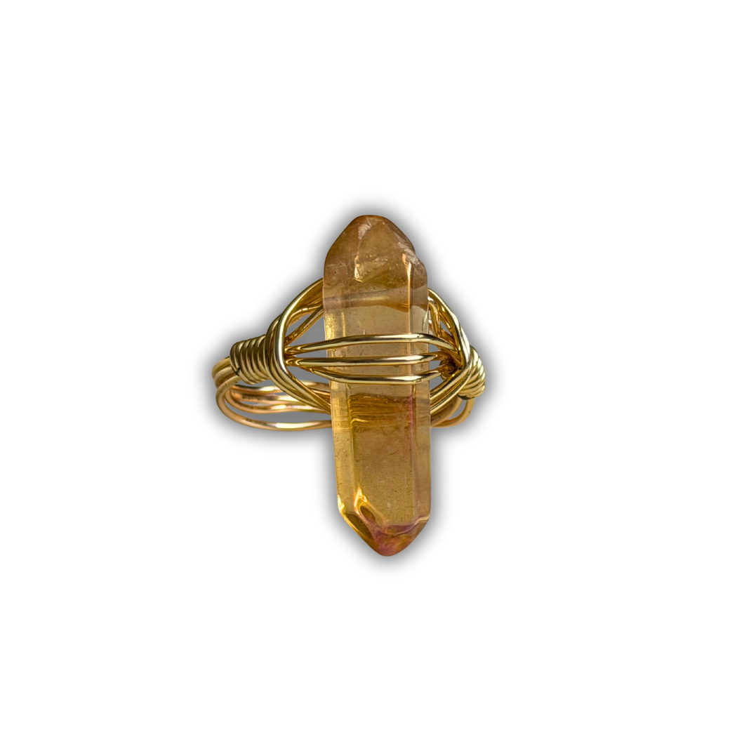 Citrine Gold Wire-Wrapped Ring