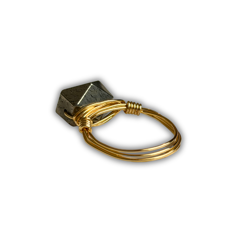 Pyrite Gold Wire-Wrapped Ring