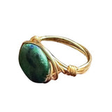 Azurite Malachite Gold Wire-Wrapped Ring