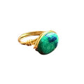 Azurite Malachite Gold Wire-Wrapped Ring