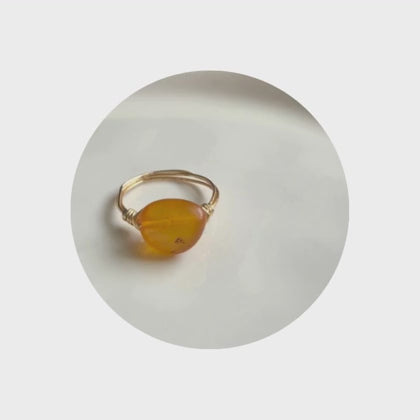 Amber Gold Wire-Wrapped Ring