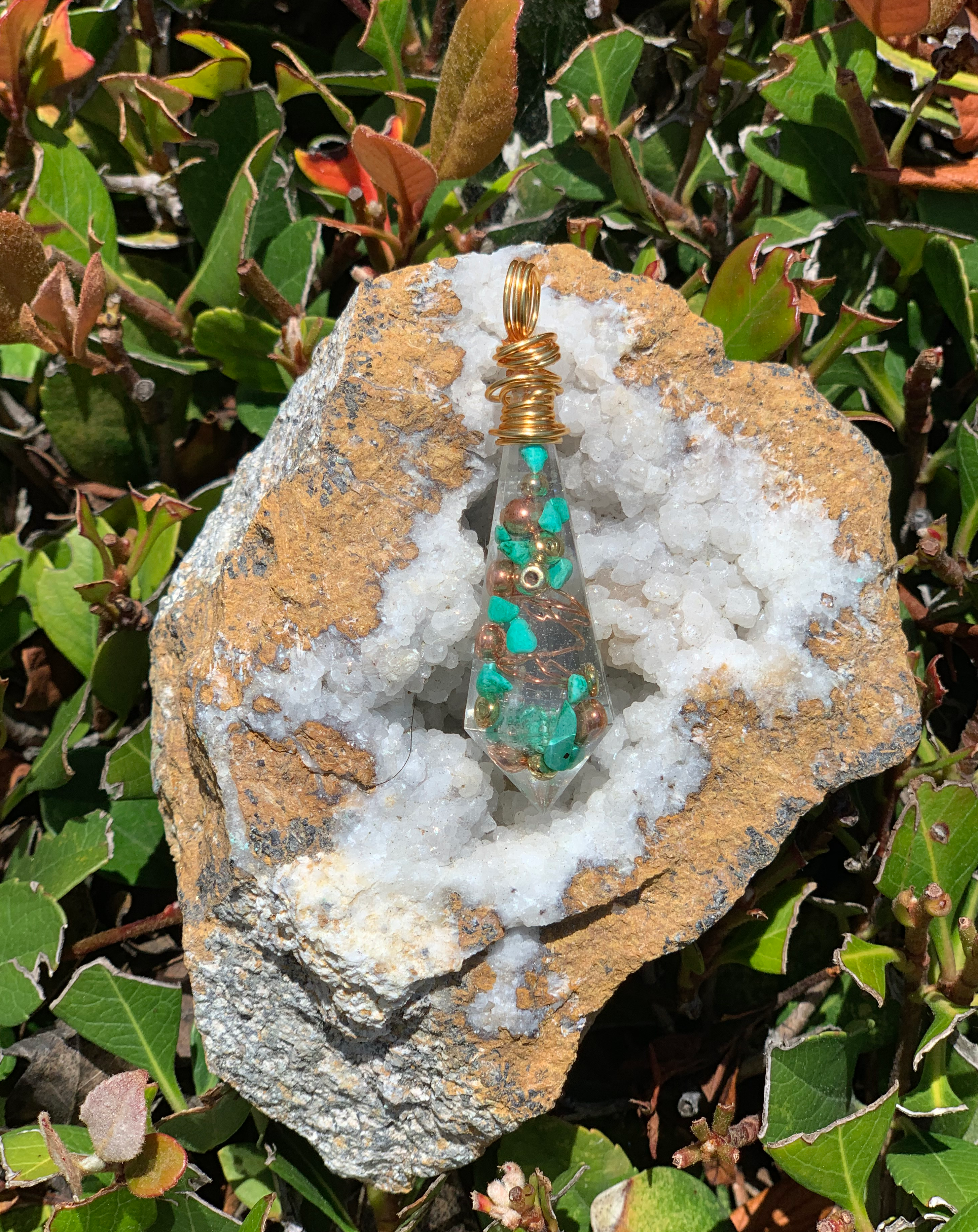 Orgonite & Turquoise Pendant — Medium