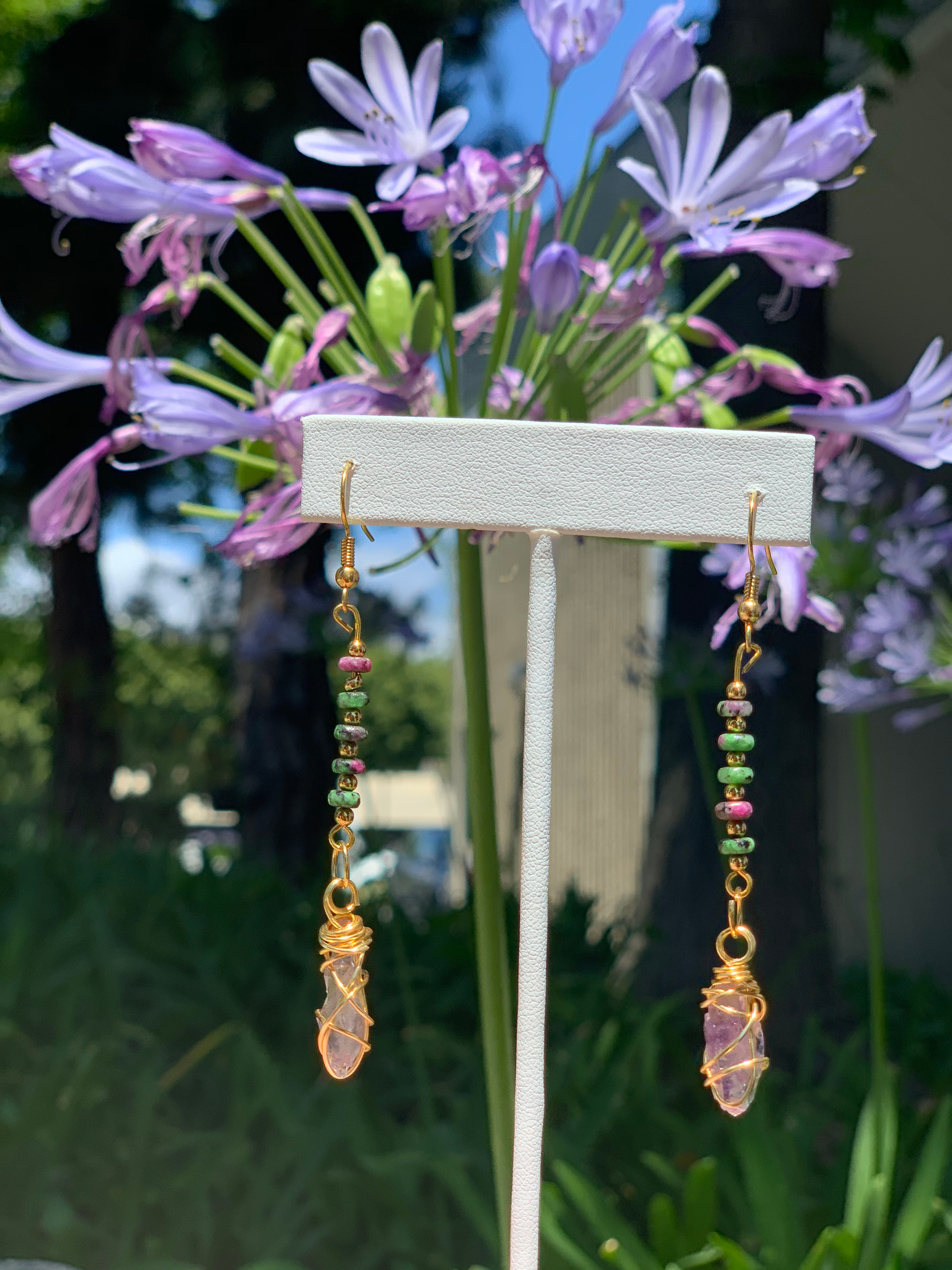 Emerald & Amethyst Earrings