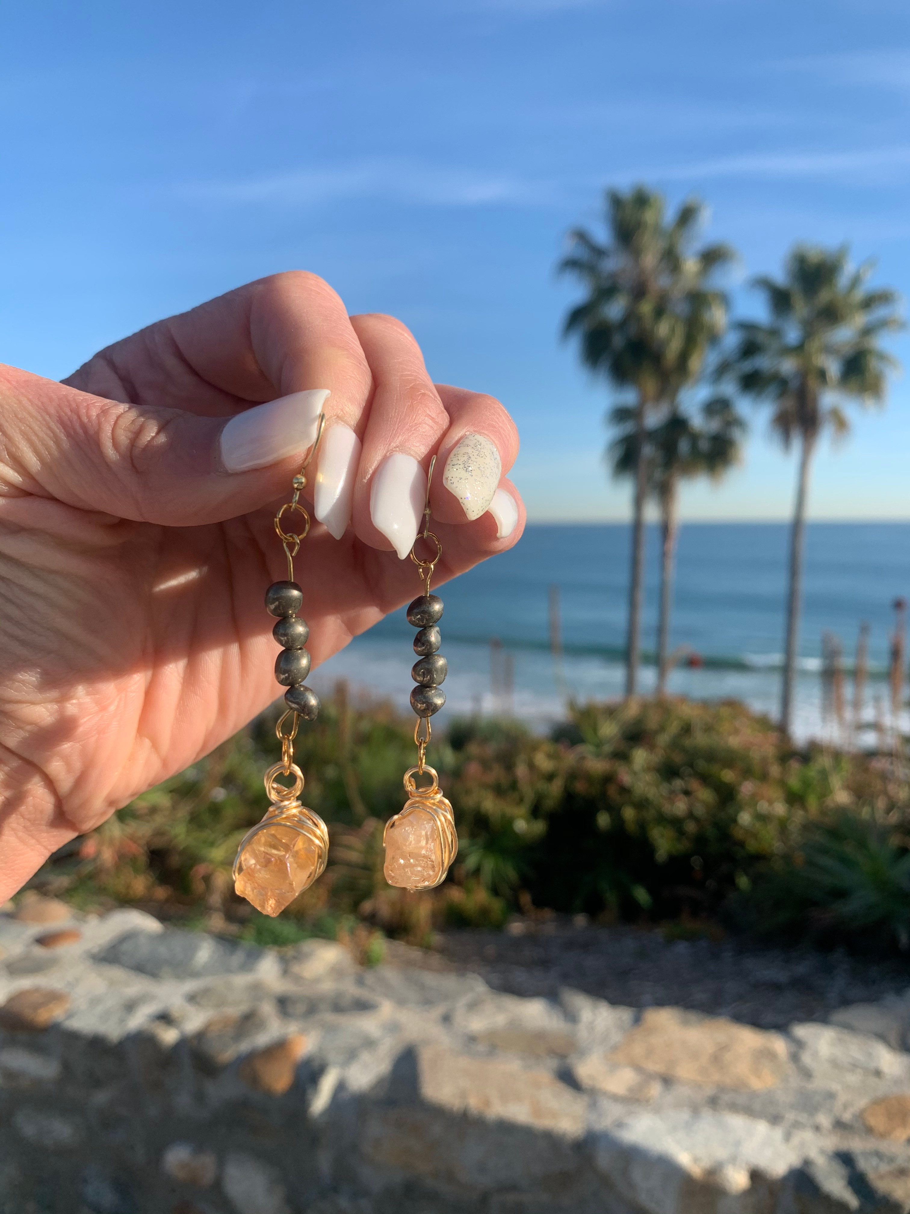 Pyrite & Quartz Earrings