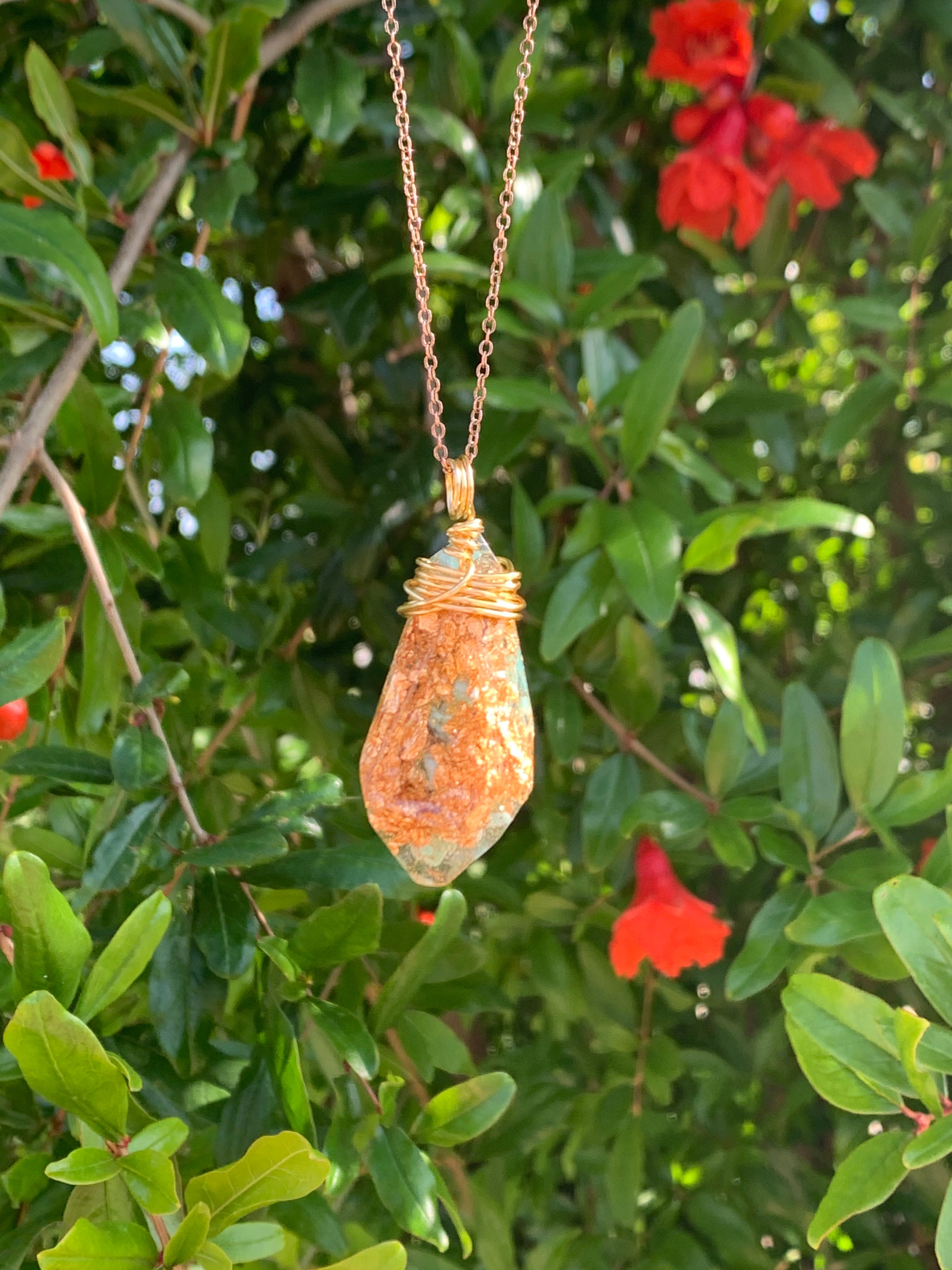 Turquoise & 24k Gold Flake Pendant