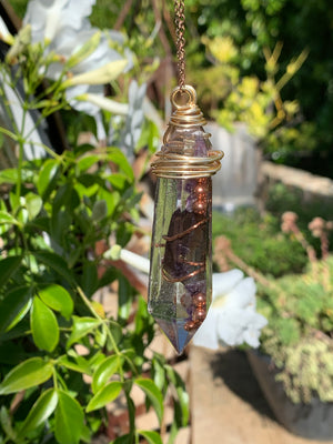 Amethyst & Clear Quartz Pendant — Large