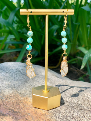 Turquoise & Clear Quartz Earrings