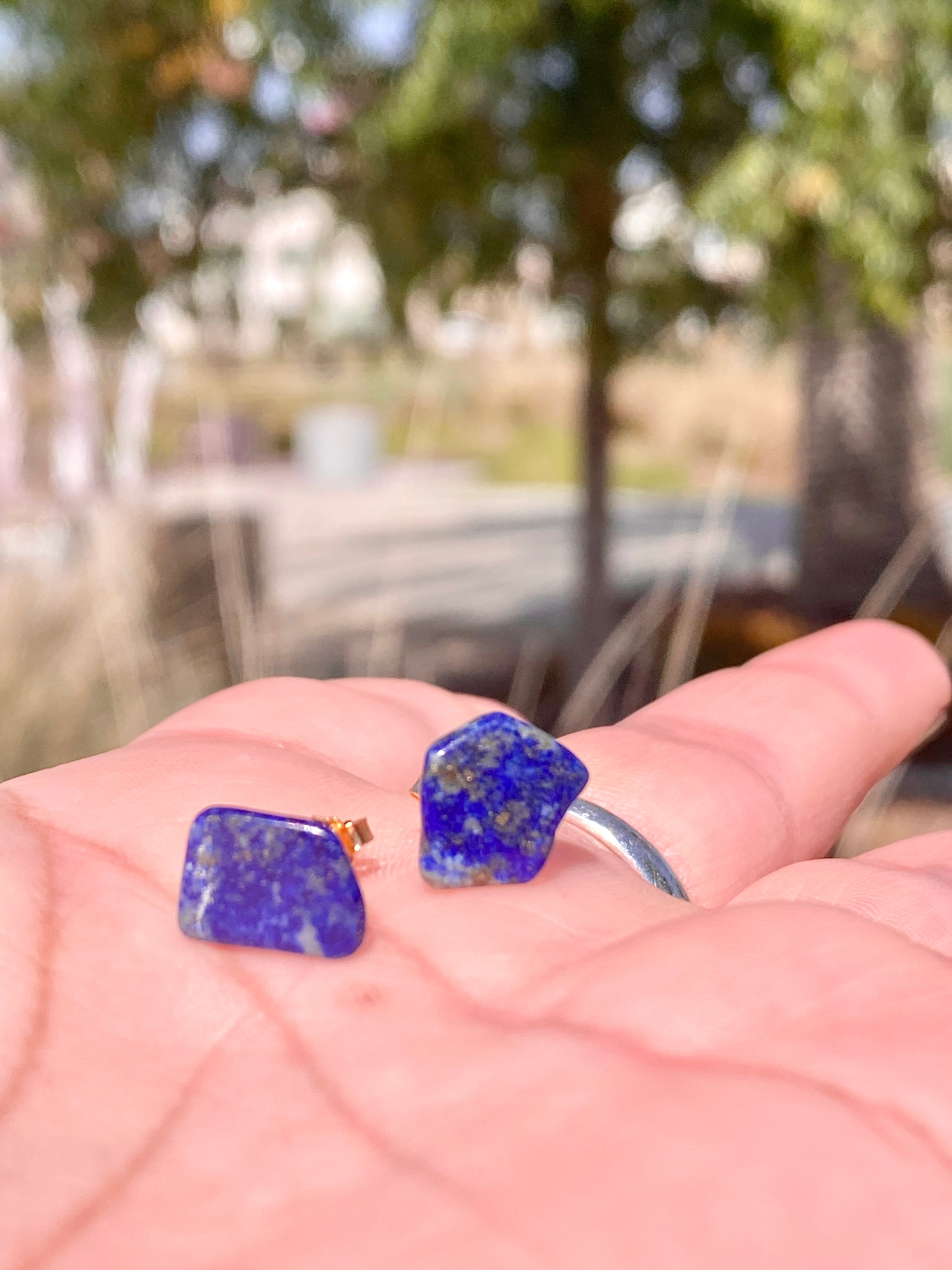 Lapis Lazuli Stud Earrings