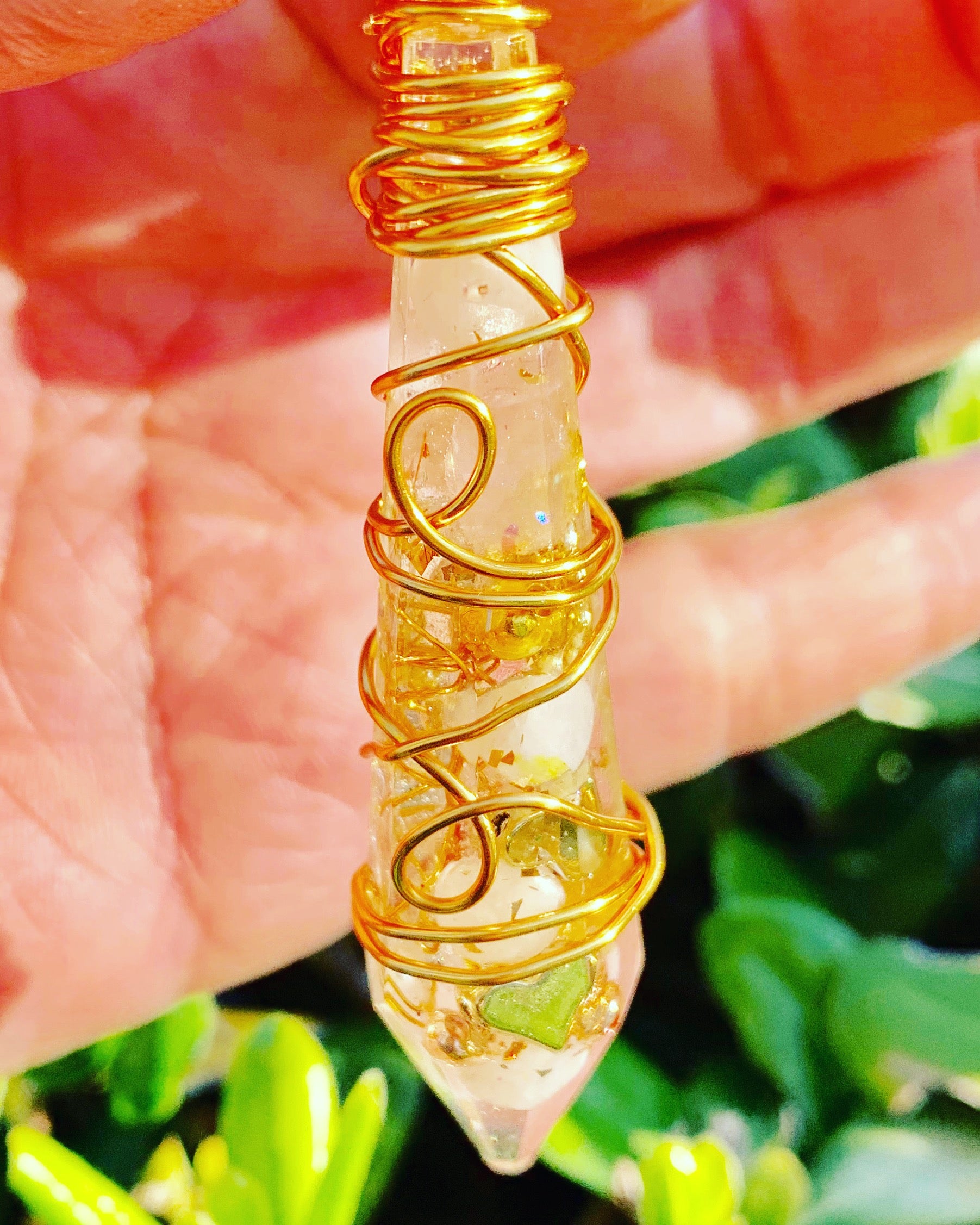 Citrine & Clear Quartz Pendant — Medium