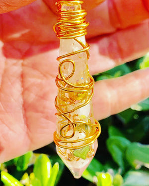Citrine & Clear Quartz Pendant — Medium