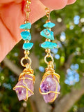 Turquoise & Amethyst Earrings
