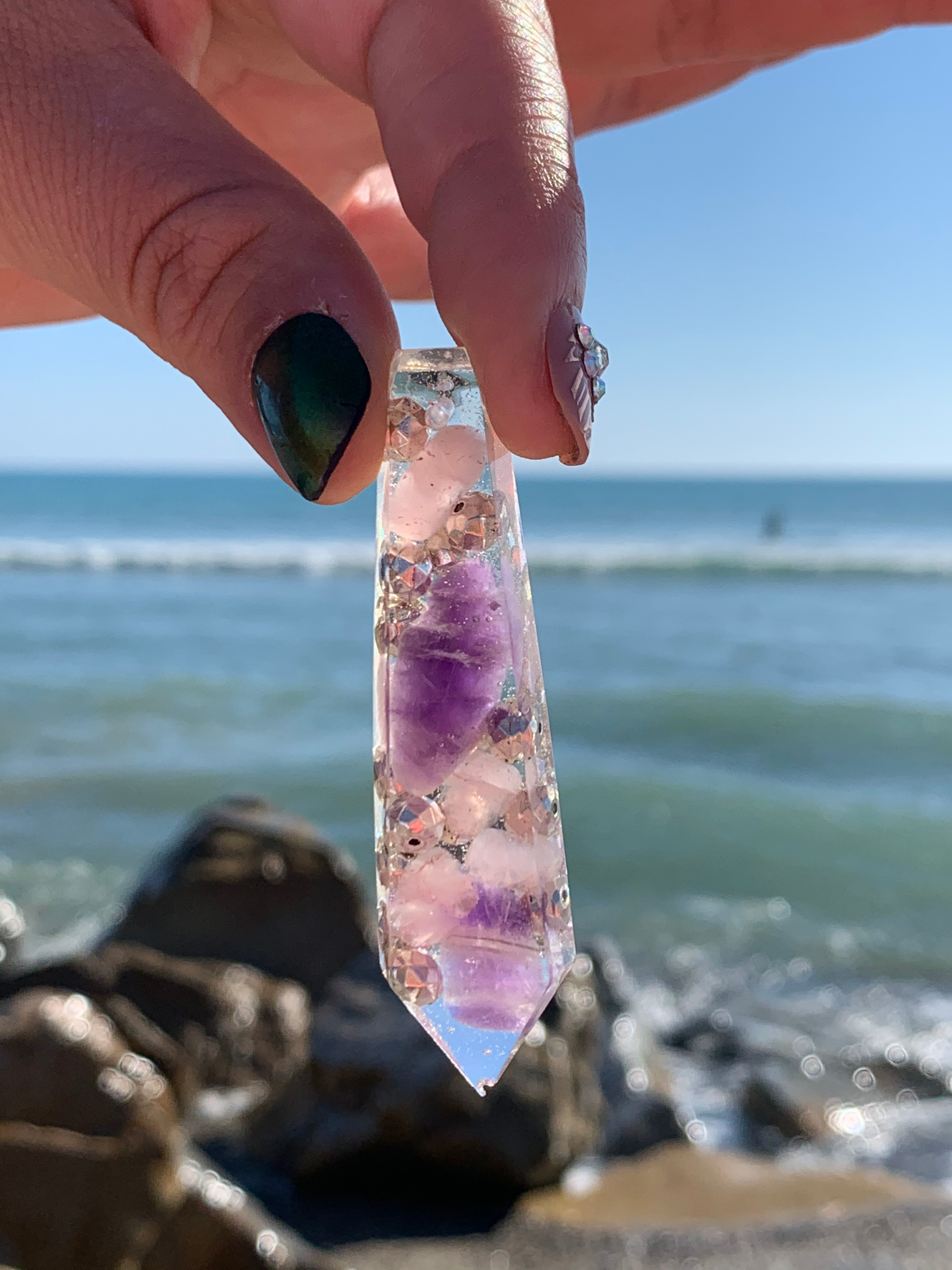 Amethyst & Rose Quartz Pendant — Large