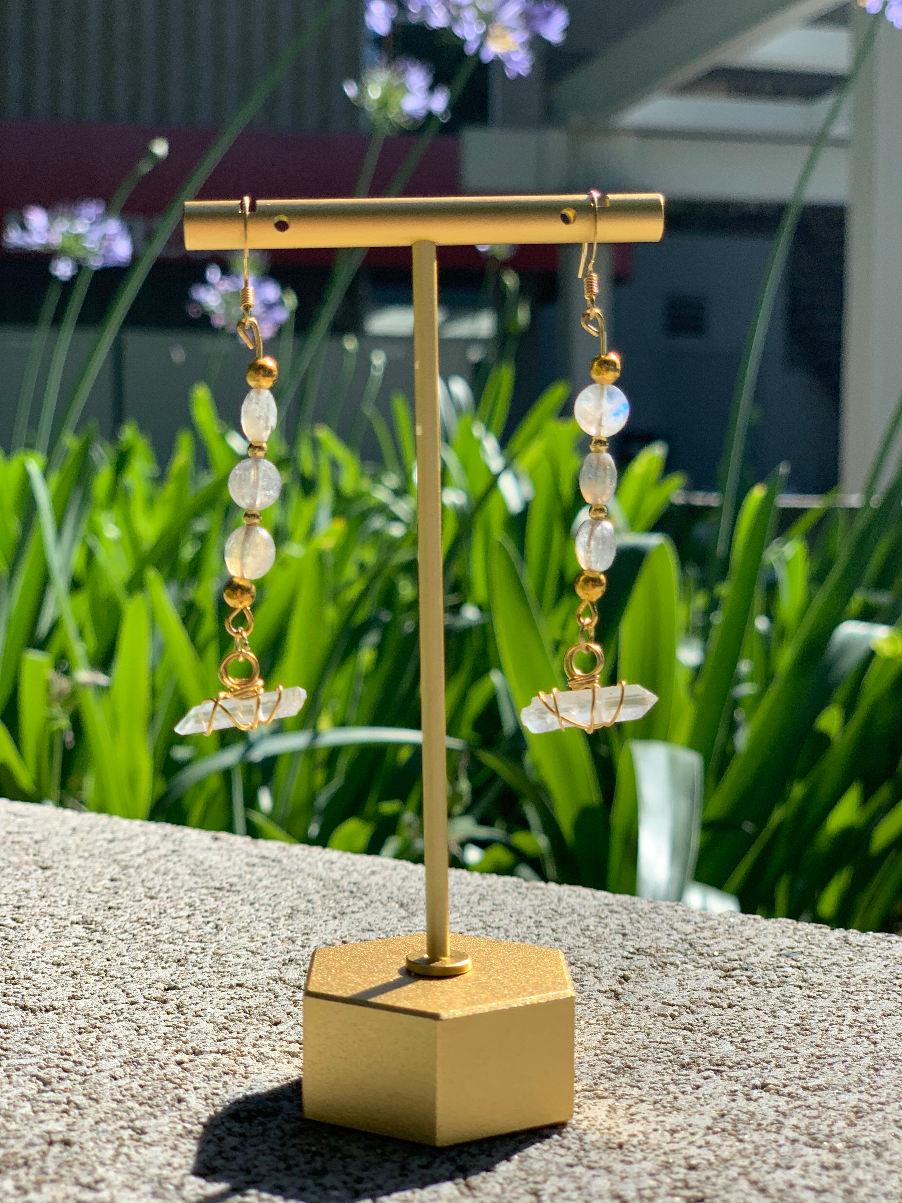 Labradorite & Quartz Earrings